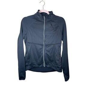 Athleta Twilight Run Jacket Womens S Stretch Zip Thumb Holes Pockets‎ Black